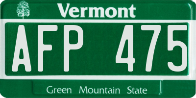 VT license plate AFP475