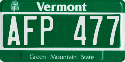 VT license plate AFP477