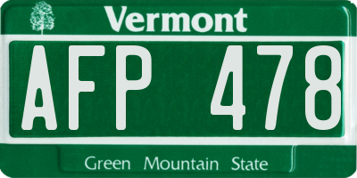 VT license plate AFP478
