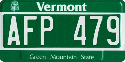 VT license plate AFP479