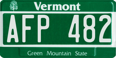 VT license plate AFP482