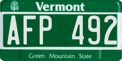 VT license plate AFP492