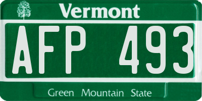 VT license plate AFP493