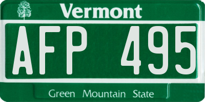 VT license plate AFP495