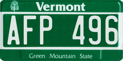 VT license plate AFP496