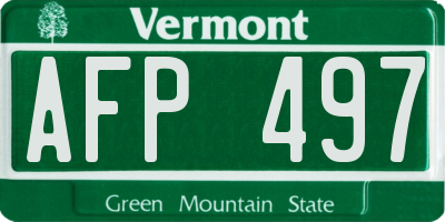 VT license plate AFP497
