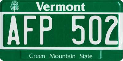 VT license plate AFP502