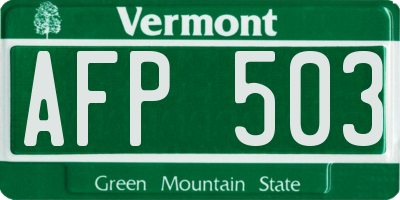 VT license plate AFP503