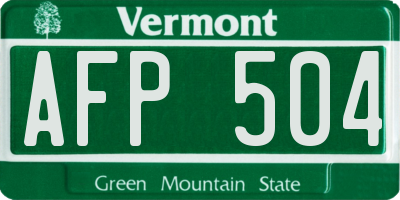 VT license plate AFP504