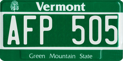 VT license plate AFP505