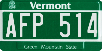 VT license plate AFP514
