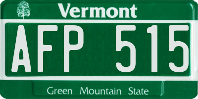 VT license plate AFP515