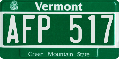 VT license plate AFP517