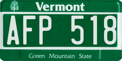 VT license plate AFP518
