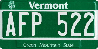 VT license plate AFP522