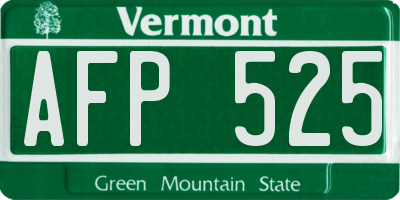 VT license plate AFP525