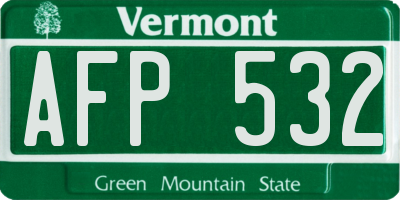 VT license plate AFP532