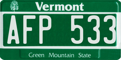 VT license plate AFP533