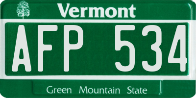 VT license plate AFP534