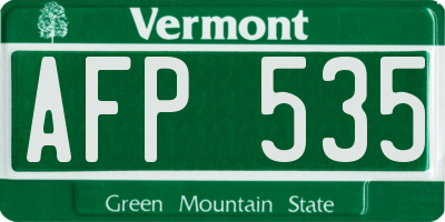 VT license plate AFP535