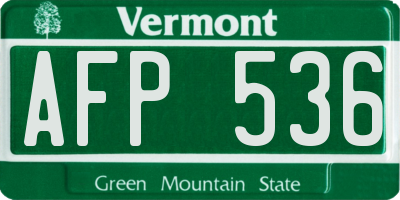 VT license plate AFP536