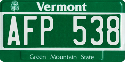 VT license plate AFP538