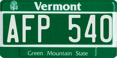 VT license plate AFP540