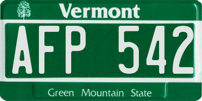 VT license plate AFP542
