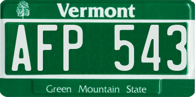 VT license plate AFP543