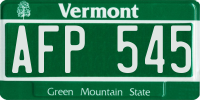 VT license plate AFP545