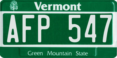 VT license plate AFP547