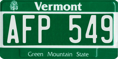 VT license plate AFP549