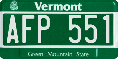 VT license plate AFP551