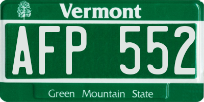 VT license plate AFP552