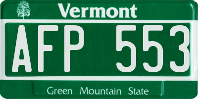 VT license plate AFP553