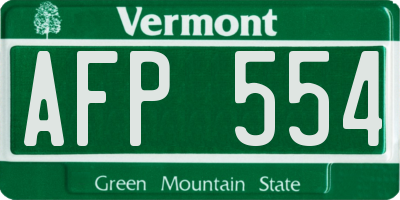 VT license plate AFP554