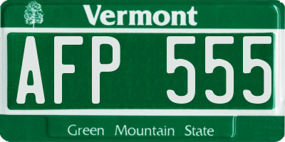 VT license plate AFP555