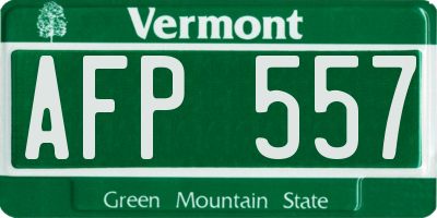 VT license plate AFP557