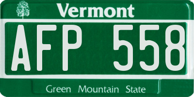 VT license plate AFP558