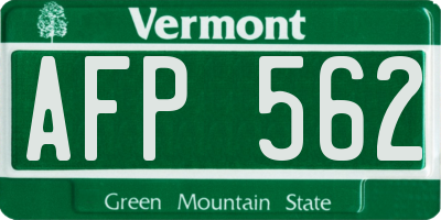VT license plate AFP562