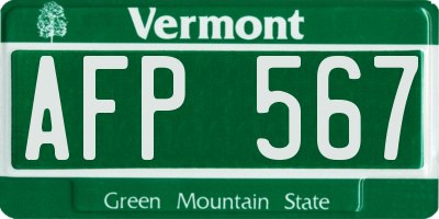 VT license plate AFP567