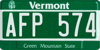 VT license plate AFP574