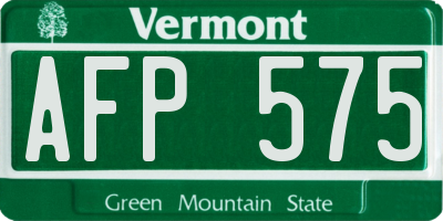VT license plate AFP575