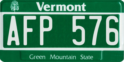 VT license plate AFP576