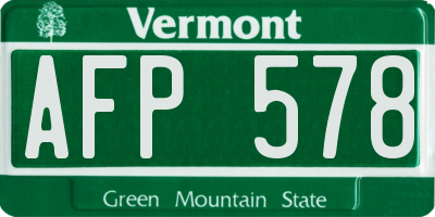 VT license plate AFP578