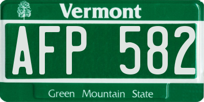 VT license plate AFP582