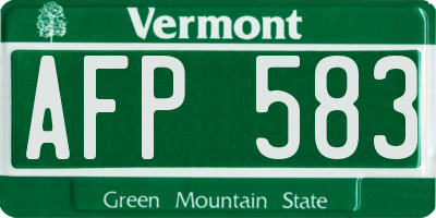 VT license plate AFP583