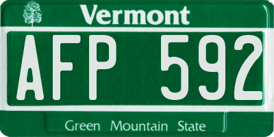 VT license plate AFP592