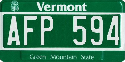VT license plate AFP594