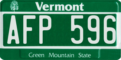 VT license plate AFP596